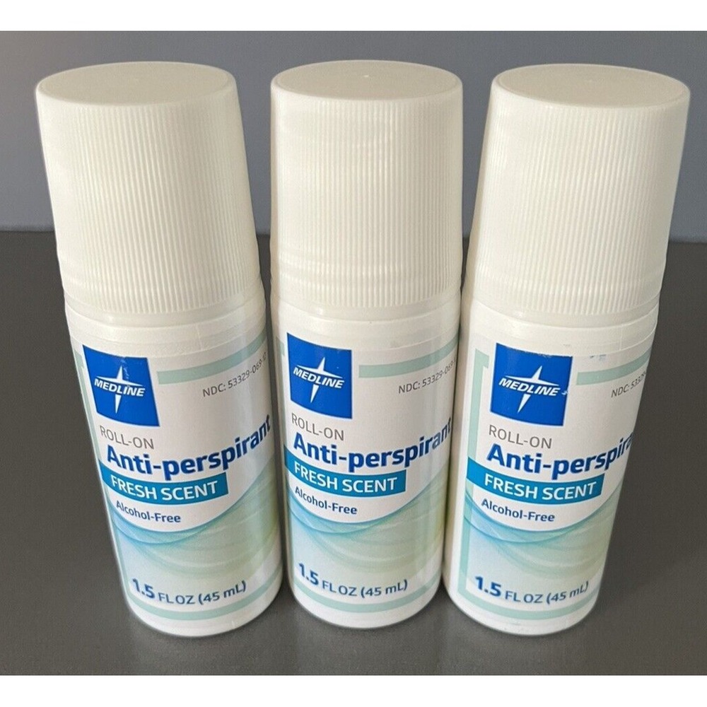 3 Medline Roll On Anti-Perspirant Fresh Scent‎ 1.5 FL OZ Alcohol Free EXP 01/27